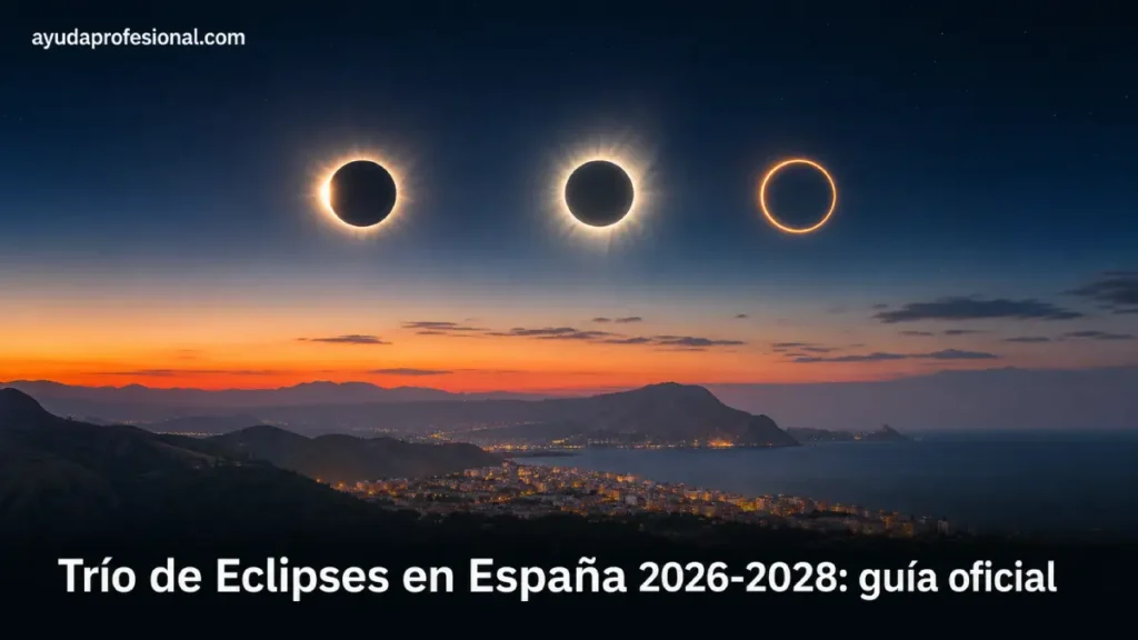 Trío de Eclipses en España 2026-2028: guía oficial